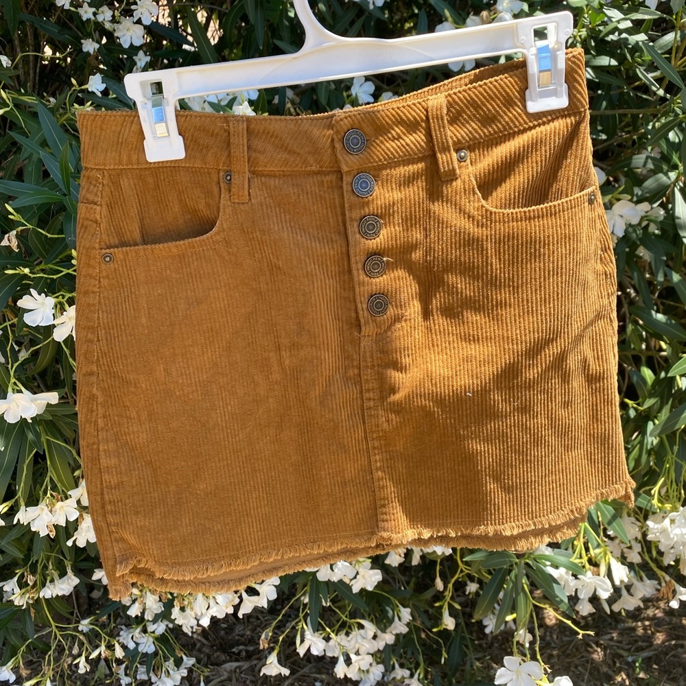 Brown corduroy mini skirt